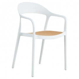 262-000005 Πολυθρόνα Ember στοιβαζόμενη pakoworld με UV protection PP μπεζ- λευκό 52.5x56.5x81εκ.