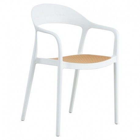 262-000005 Πολυθρόνα Ember στοιβαζόμενη pakoworld με UV protection PP μπεζ- λευκό 52.5x56.5x81εκ.