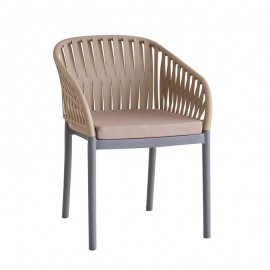 Ε3158,2 EMERY Πολυθρόνα Βεράντας-Κήπου PP-UV Sand Beige-Ανθρακί, Μαξιλάρι Μπεζ (KD)