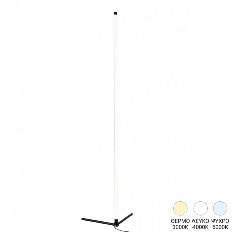 377-000019 Φωτιστικό δαπέδου Esthetic I pakoworld led μέταλλο σε μαύρη απόχρωση 45x2x140εκ
