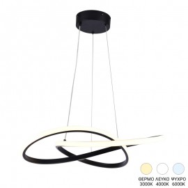 377-000004 Φωτιστικό οροφής led Loper pakoworld μέταλλο σε μαύρη απόχρωση 55εκ