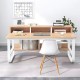 072-000165 Γραφείο εργασίας Evrepy pakoworld mdf σε oak απόχρωση με λευκό μέταλλο 100x60x73εκ