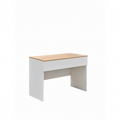 072-000151 Γραφείο εργασίας Beleton pakoworld με συρτάρια mdf σε oak με λευκή απόχρωση 100x50x75εκ