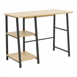 072-000157 Γραφείο εργασίας Ferje pakoworld με ράφια mdf σε φυσική με μαύρη απόχρωση 100x48x75εκ