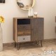066-000003 Συρταριέρα Boho pakoworld με συρτάρια-ντουλάπι καρυδί μεταλλικά πόδια 79,5x39,5x86εκ