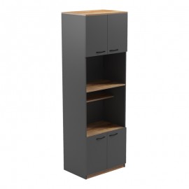 230-000097 Ντουλάπα κουζίνας Rowan pakoworld σε oak-ανθρακί απόχρωση 60x42x182εκ