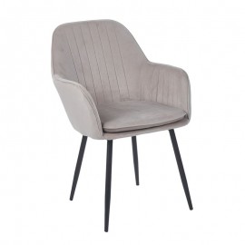 ΕΜ711,5 VALERY Πολυθρόνα Μέταλλο Βαφή Μαύρο, Ύφασμα Velure, Απόχρωση Cappuccino