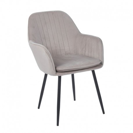 ΕΜ711,5 VALERY Πολυθρόνα Μέταλλο Βαφή Μαύρο, Ύφασμα Velure, Απόχρωση Cappuccino