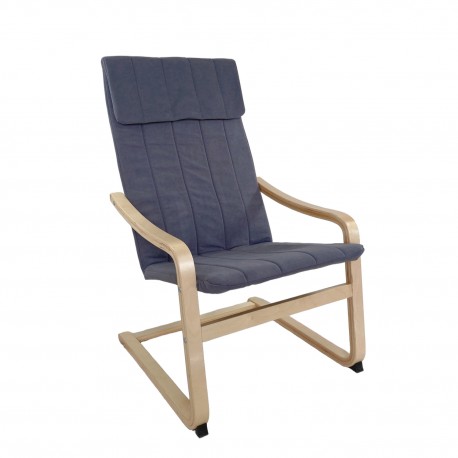 14350020 Πολυθρόνα ArteLibre NORDVIK Γκρι/Φυσικό Ύφασμα/Ξύλο 60x71x105cm Φυσικό/Γκρι