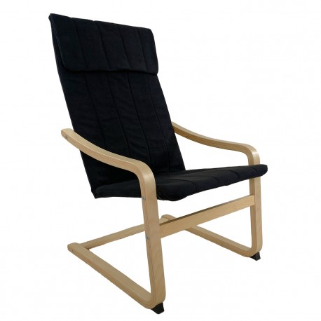 14350021 Πολυθρόνα ArteLibre NORDVIK Μαύρο/Φυσικό Ύφασμα/Ξύλο 60x71x105cm Φυσικό/Μαύρο