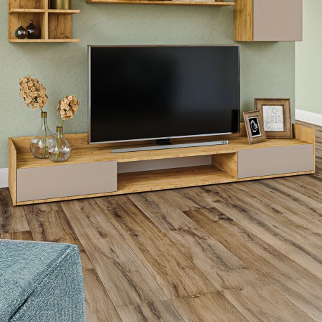 GR-CALTV Έπιπλο TV Callisto Χρυσό Δρυς-Γκρεζ 200x40x30cm