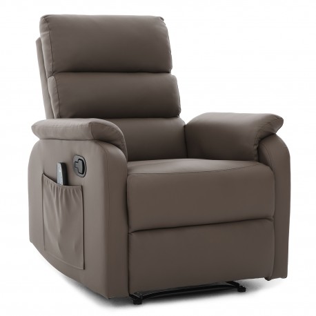 14340035 Πολυθρόνα Ανακλινόμενη ArteLibre RIGIL Με Λειτουργία Μασάζ Καφέ PU 75x87x102cm Καφέ