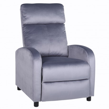 14340046 Πολυθρόνα Ανακλινόμενη ArteLibre TUREIS Γκρι Βελούδο 68x86x99cm Γκρι