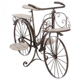 199-000254 Ραφιέρα-σταντ φυτών Bicycle pakoworld καφέ σφυρήλατο 97x46x64εκ