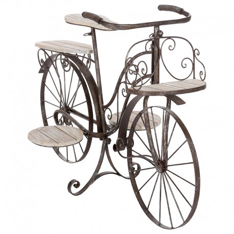 199-000254 Ραφιέρα-σταντ φυτών Bicycle pakoworld καφέ σφυρήλατο 97x46x64εκ