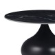 029-000276 Τραπέζι σαλονιού Kirkene Inart sintered stone σε απόχρωση μαύρο μαρμάρου με μαύρο μέταλλο Φ70x40εκ