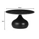 029-000276 Τραπέζι σαλονιού Kirkene Inart sintered stone σε απόχρωση μαύρο μαρμάρου με μαύρο μέταλλο Φ70x40εκ