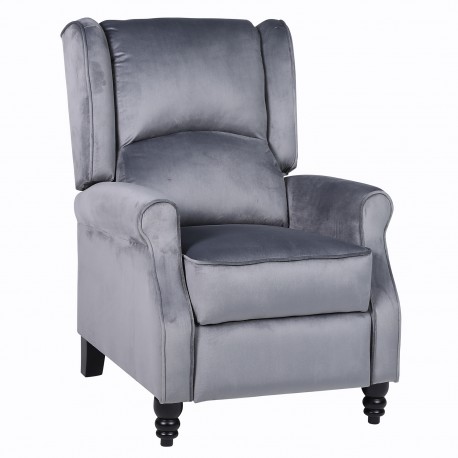 14340047 Πολυθρόνα Ανακλινόμενη ArteLibre MARKEB Γκρι Βελούδο 72x84x97cm Γκρι