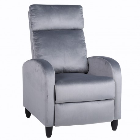 14340048 Πολυθρόνα Ανακλινόμενη ArteLibre ATRIA Γκρι Βελούδο 67.5x90x104cm Γκρι