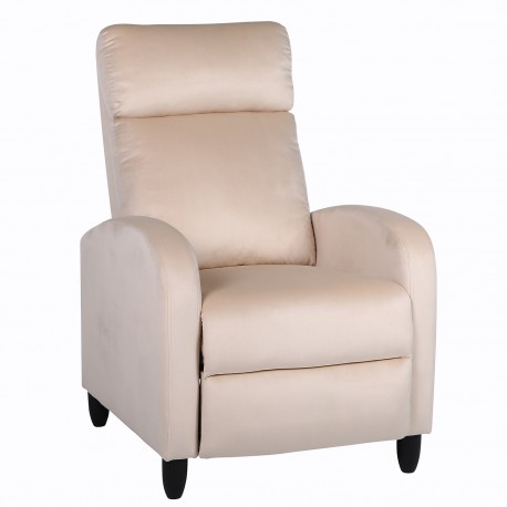 14340049 Πολυθρόνα Ανακλινόμενη ArteLibre ATRIA Εκρού Βελούδο 67.5x90x104cm Εκρού