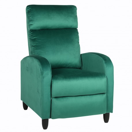 14340050 Πολυθρόνα Ανακλινόμενη ArteLibre ATRIA Πράσινο Βελούδο 67.5x90x104cm Πράσινο
