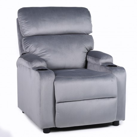 14340057 Πολυθρόνα Ανακλινόμενη ArteLibre RANA Γκρι Βελούδο 80x95x103cm Γκρι