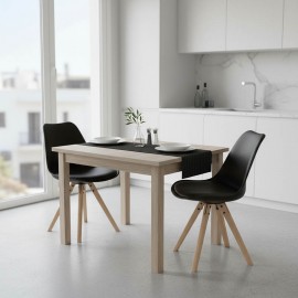 200-001171 Τραπεζαρία Manka I-Caron pakoworld σετ 3τεμ σε sonoma-μαύρη απόχρωση 80x80x77εκ