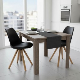 200-001174 Τραπεζαρία Manka I-Caron pakoworld σετ 3τεμ σε sonoma truffle-μαύρη απόχρωση 80x80x77εκ