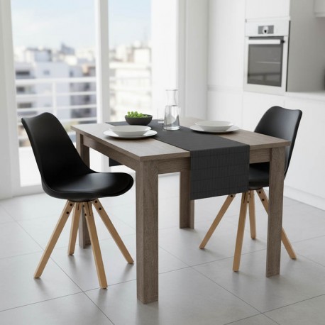 200-001174 Τραπεζαρία Manka I-Caron pakoworld σετ 3τεμ σε sonoma truffle-μαύρη απόχρωση 80x80x77εκ