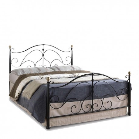 14250006 Κρεβάτι ArteLibre EVELYN Μεταλλικό Semy Glossy Black 210x159x109cm (Στρώμα 150x200cm) Μαύρο