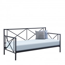 14250016 Κρεβάτι Μονό ArteLibre JASMINE Μαύρο Μέταλλο 208x97.6x100cm (Στρώμα 90x200cm) Μαύρο
