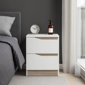 230-000084 Κομοδίνο Verena II pakoworld σε λευκή-sonoma απόχρωση 40x40x50εκ