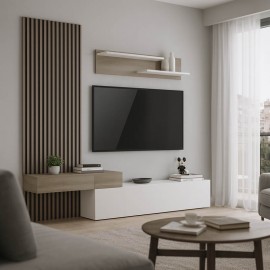 230-000091 Σύνθετο σαλονιού Litende pakoworld σε λευκή-sonoma απόχρωση 249.4x42.2x199.5εκ
