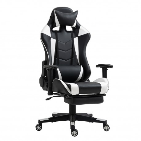 14730014 Καρέκλα Γραφείου ArteLibre Gaming SLIGO Λευκό/Μαύρο PVC 70x55x122-131cm Μαύρο/Λευκό