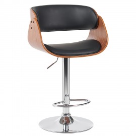 15330018 Σκαμπό Bar ArteLibre VORIAN Μαύρο/Καφέ Ξύλο/PU/Αλουμίνιο 52x55x87-108cm Καφέ/Μαύρο/Καρυδί