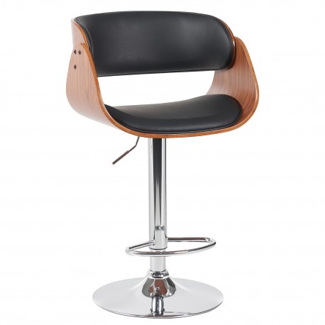 15330018 Σκαμπό Bar ArteLibre VORIAN Μαύρο/Καφέ Ξύλο/PU/Αλουμίνιο 52x55x87-108cm Καφέ/Μαύρο/Καρυδί