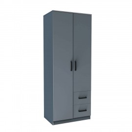 GR-SIM2D2DR-2 Ντουλάπα Δίφυλλη με συρτάρια Simple Γραφίτης 80x52x205cm