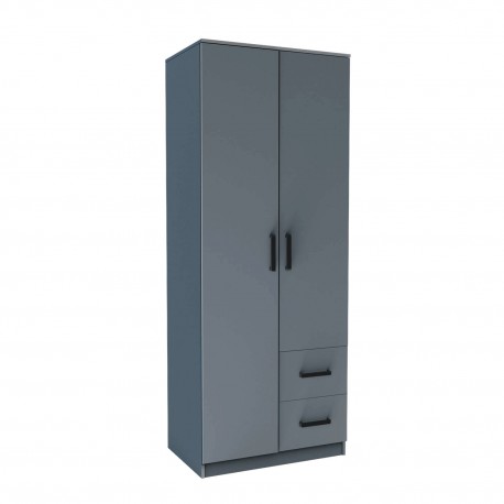 GR-SIM2D2DR-2 Ντουλάπα Δίφυλλη με συρτάρια Simple Γραφίτης 80x52x205cm