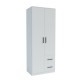 GR-SIM2D2DR-1 Ντουλάπα Δίφυλλη με συρτάρια Simple Λευκή 80x52x205cm