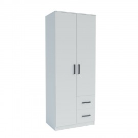 GR-SIM2D2DR-1 Ντουλάπα Δίφυλλη με συρτάρια Simple Λευκή 80x52x205cm