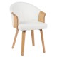 15330026 Καρέκλα Τραπεζαρίας ArteLibre CASSIAN Λευκό/Φυσικό Ξύλο/PU 55x58x78cm Φυσικό/Λευκό