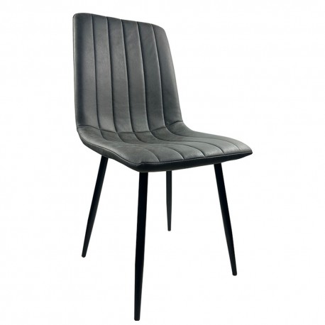 14600178 Καρέκλα Τραπεζαρίας ArteLibre YUCARIA Ανθρακί/Μαύρο PU/Μέταλλο 44x55x86cm Γκρι/Μαύρο