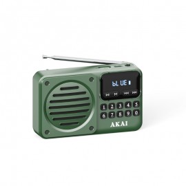 110583-0032 Akai APR-300 Πράσινο μίνι φορητό ρετρό ραδιόφωνο FM/AM, Bluetooth, USB, microSD
