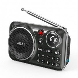 110583-0031 Akai APR-500BK Μαύρο φορητό ραδιόφωνο με Bluetooth, USB, TF, REC, έξοδο ακουστικών και οθόνη-2.5W