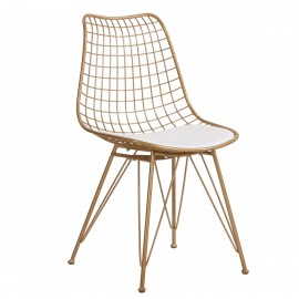 14590010 Καρέκλα Μεταλλική ArteLibre FAGUS Με Μαξιλάρι Χρυσό 49x58x83.5cm Χρυσό