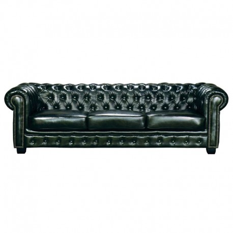 Ε9574,43 CHESTERFIELD Birmingham Καναπές 4Θέσιος Σαλονιού Καθιστικού, Δέρμα AntiqueGreen