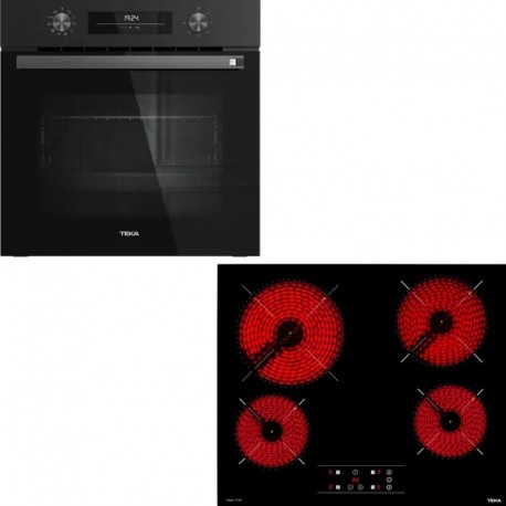 Teka Set HSB 6350 FBK Πολυλειτουργικός Φούρνος 71lt & TBC 64010 Κεραμική Εστία Αυτόνομη Μαύρη