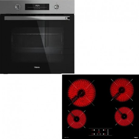 Teka Set HSB 6360 SS Πολυλειτουργικός Φούρνος 71lt & TBC 64010 Κεραμική Εστία Αυτόνομη Μαύρη