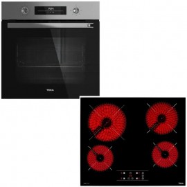 Teka Set HSB 6460 SS Πολυλειτουργικός Φούρνος 71lt & TBC 64010 Κεραμική Εστία Αυτόνομη Μαύρη