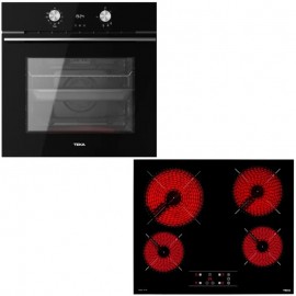 Teka Set HLB 8418P BK Πολυλειτουργικός Πυρολυτικός Φούρνος & TBC 64010 Κεραμική Εστία Αυτόνομη Μαύρη
